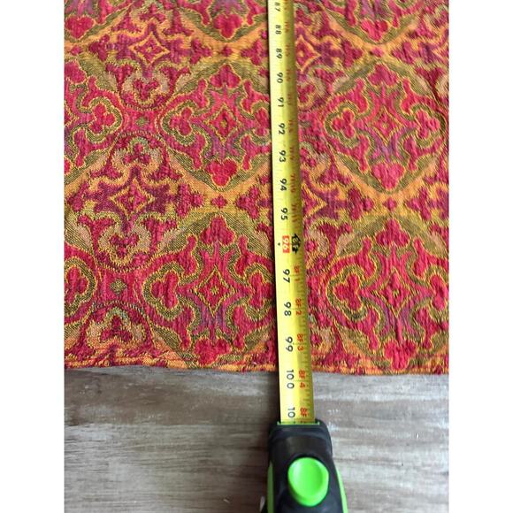 VTG 1970s Damask Bedspread Red Brocade Fringe Edging 78"x100" Boho Full Bedding - Picture 10 of 14